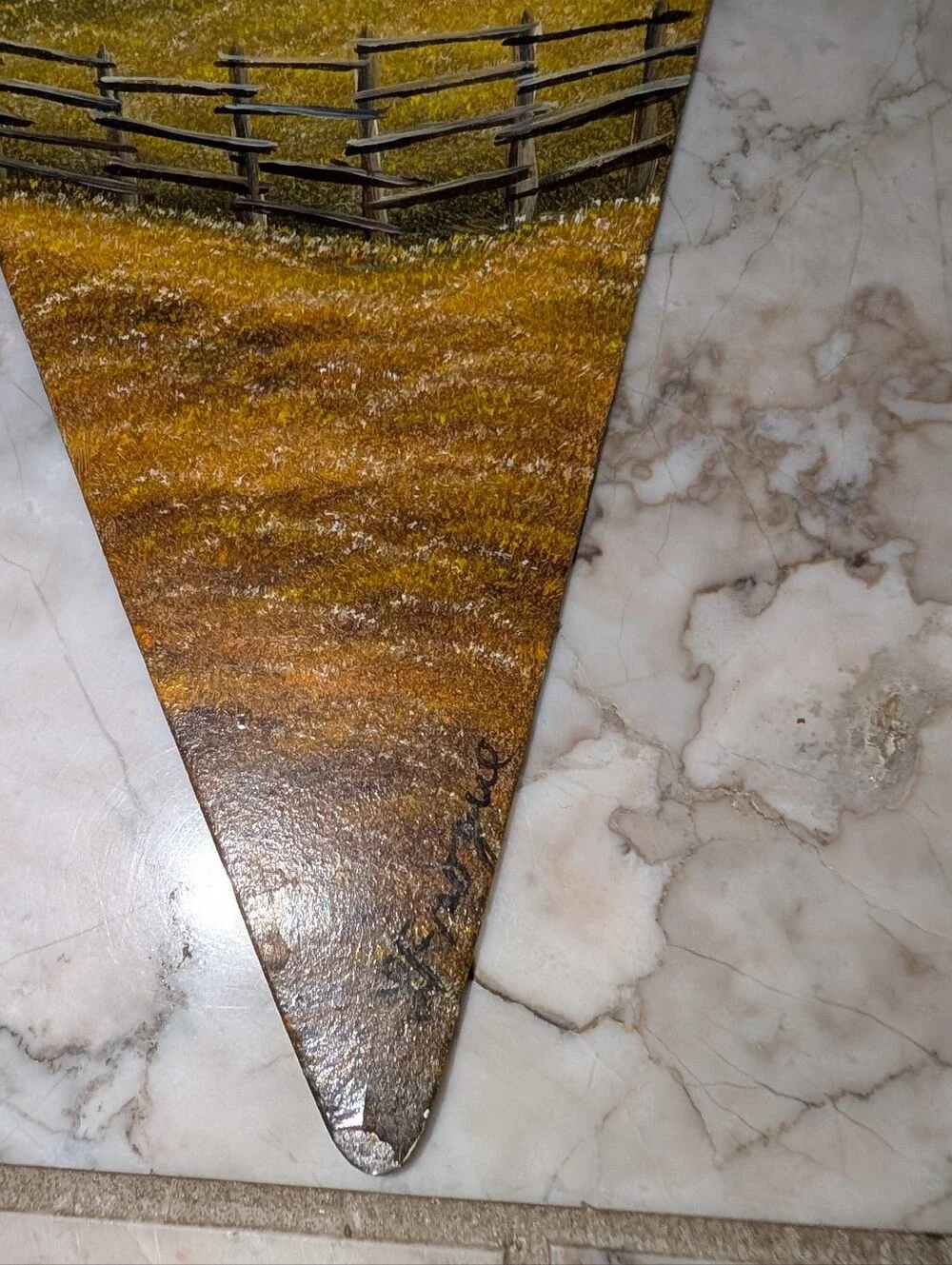 Vintage Hand Painted Garden Trowel Wall Art, Signed L. Frogue, Rustic Country